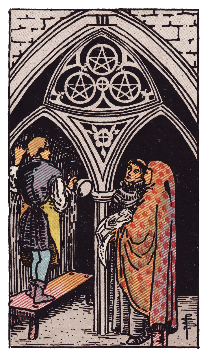 ペンタクルの3(Three of Pentacles)タロットカード