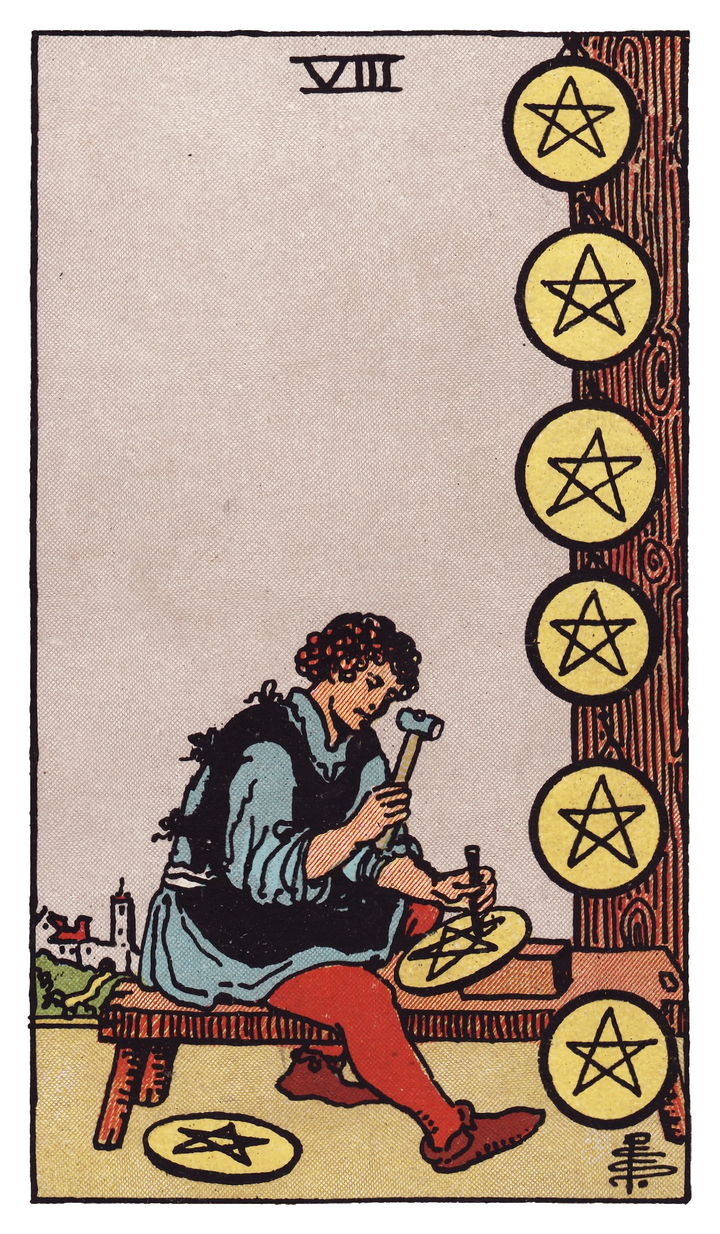 ペンタクルの8（Eight of Pentacles）タロットカード