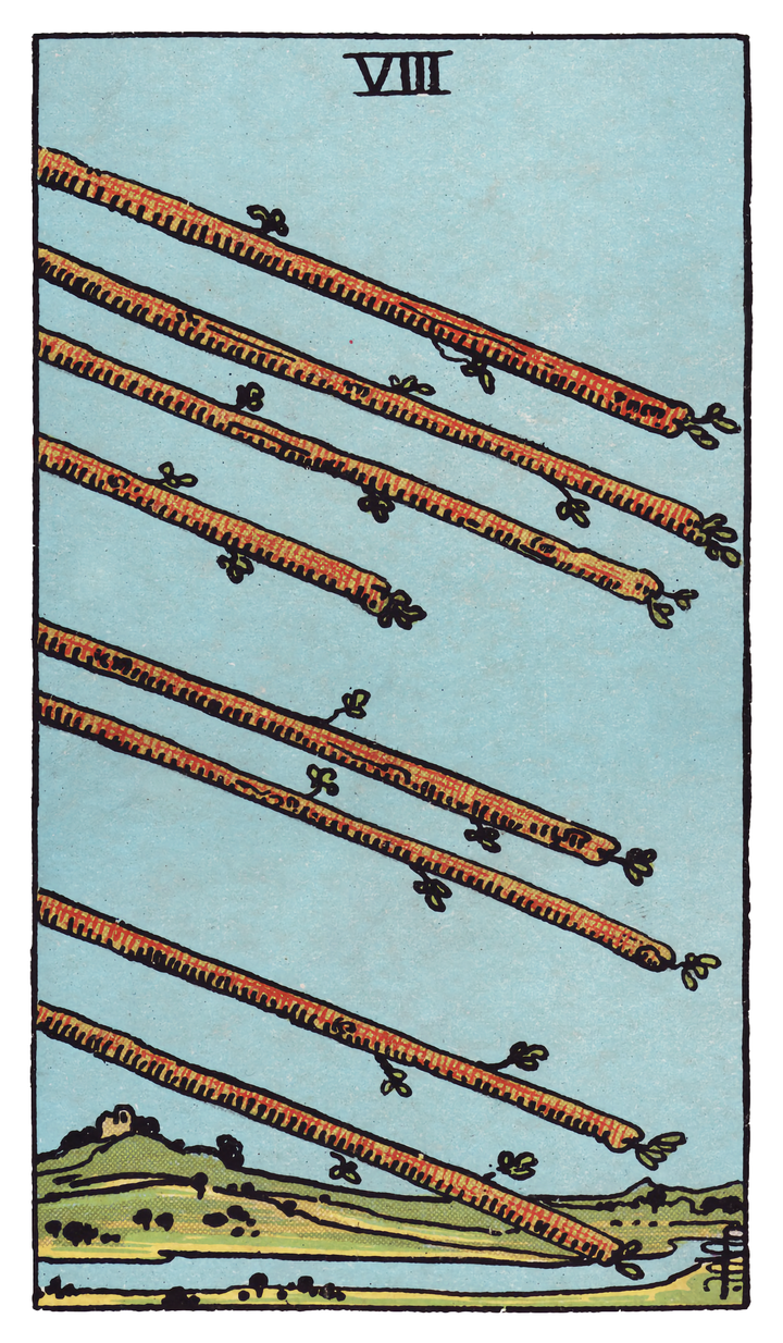 ワンドの8（Eight of Wands）タロットカード